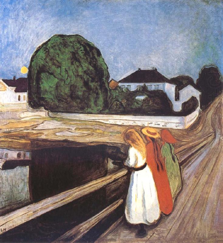 Edvard Munch Girls on a Bridge oil painting picture